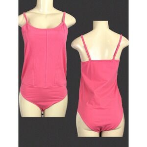 Torrid Scoop Neck Corset Seamed Detail Adjustable Straps Cotton Bodysuit Pink L